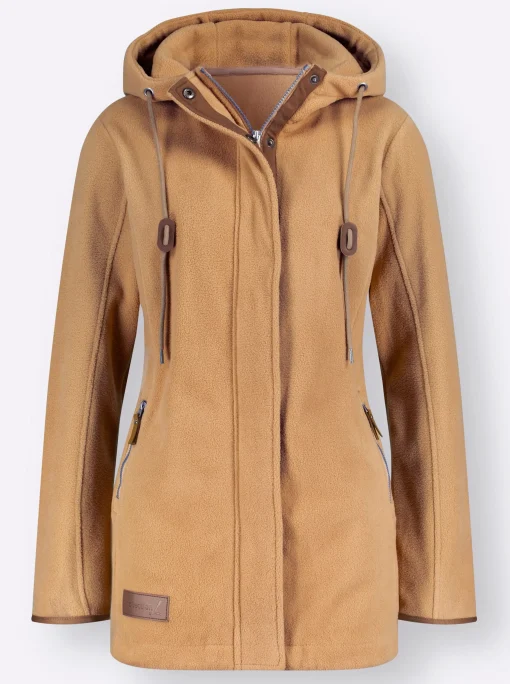 Kapuzenfleecejacke mit verdecktem Reißverschluss
