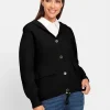 Kapuzenstrickjacke mit Schmuckknöpfen