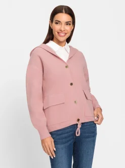 Kapuzenstrickjacke mit Schmuckknöpfen