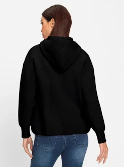 Kapuzenstrickjacke mit Schmuckknöpfen
