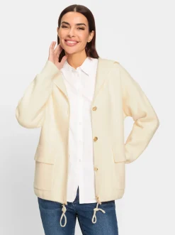 Kapuzenstrickjacke mit Schmuckknöpfen
