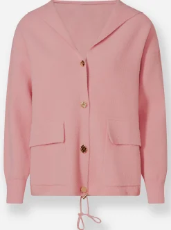 Kapuzenstrickjacke mit Schmuckknöpfen