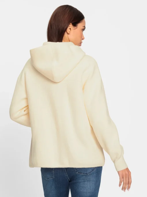 Kapuzenstrickjacke mit Schmuckknöpfen