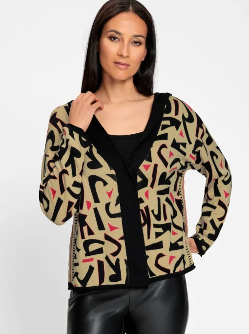 Kapuzenstrickjacke mit verdeckter Druckknopfleiste