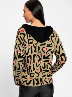 Kapuzenstrickjacke mit verdeckter Druckknopfleiste