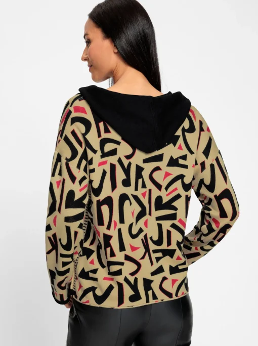 Kapuzenstrickjacke mit verdeckter Druckknopfleiste