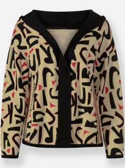 Kapuzenstrickjacke mit verdeckter Druckknopfleiste