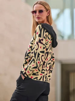 Kapuzenstrickjacke mit verdeckter Druckknopfleiste