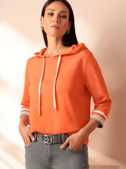 Kapuzensweatshirt mit kontrastfarbenen Bündchen