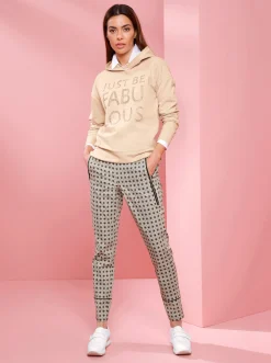 Kapuzensweatshirt mit Schriftzug und Glitzersteinchen