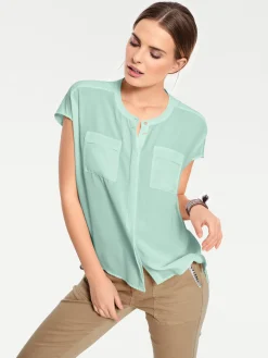Kurzarm-Bluse in Oversize-Passform