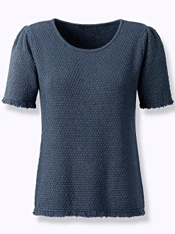 Kurzarmpullover mit Fransen