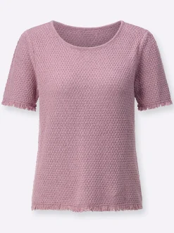 Kurzarmpullover mit Fransen