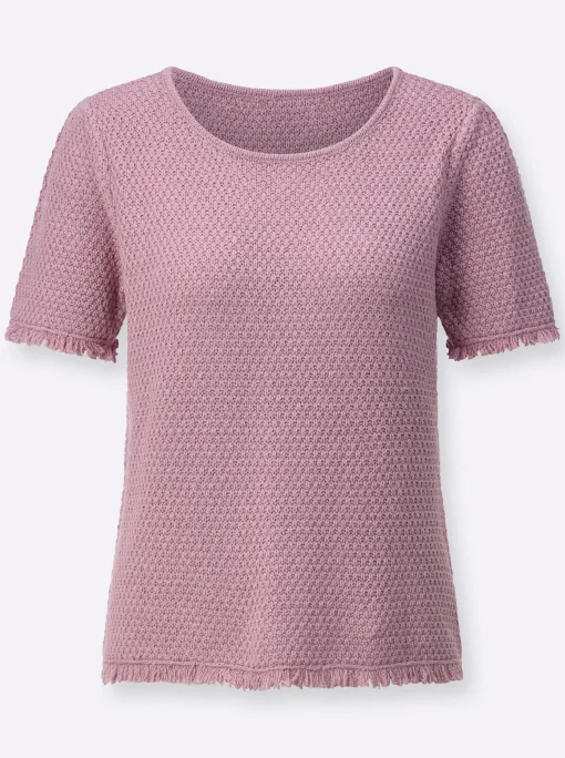 Kurzarmpullover mit Fransen