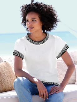 Kurzarmpullover mit Kontrastblenden