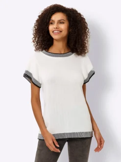 Kurzarmpullover mit Kontrastblenden