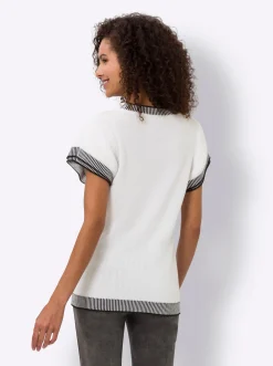 Kurzarmpullover mit Kontrastblenden