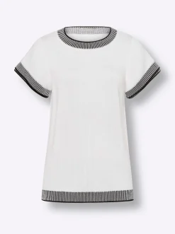 Kurzarmpullover mit Kontrastblenden