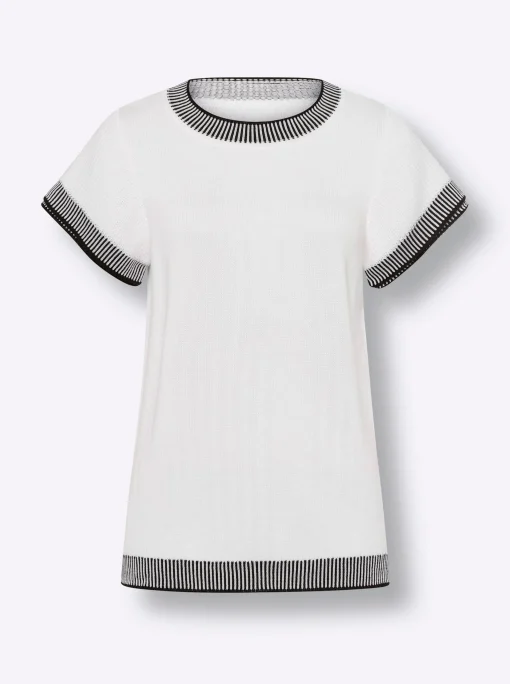 Kurzarmpullover mit Kontrastblenden
