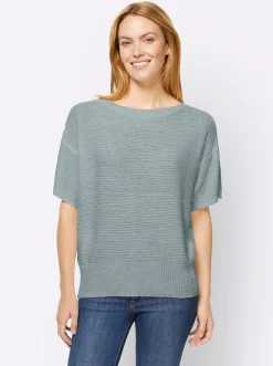 Kurzarmpullover mit Zierknöpfen