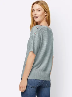 Kurzarmpullover mit Zierknöpfen