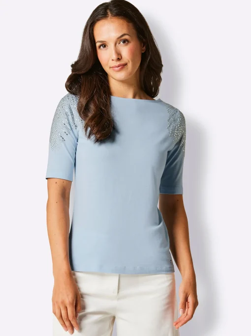 Kurzarmshirt im geschmeidigen Materialmix