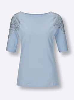 Kurzarmshirt im geschmeidigen Materialmix