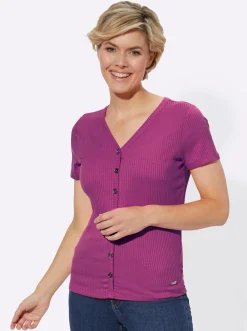 Kurzarmshirt in elastischer Ripp-Qualität