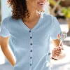 Kurzarmshirt in elastischer Ripp-Qualität