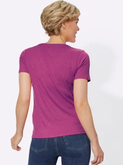 Kurzarmshirt in elastischer Ripp-Qualität