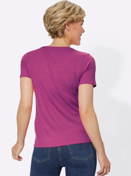 Kurzarmshirt in elastischer Ripp-Qualität