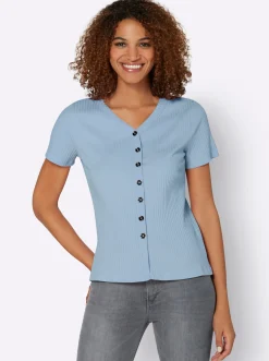 Kurzarmshirt in elastischer Ripp-Qualität