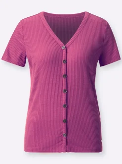 Kurzarmshirt in elastischer Ripp-Qualität
