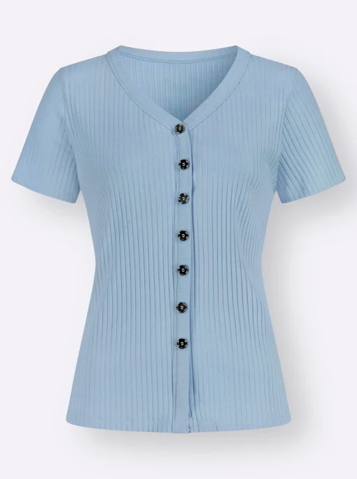 Kurzarmshirt in elastischer Ripp-Qualität
