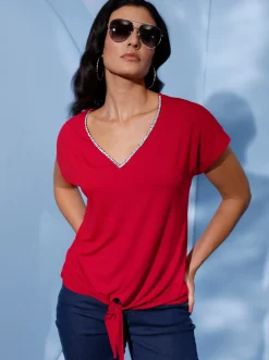 Kurzarmshirt mit Bändern zum Knoten