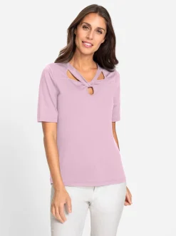 Kurzarmshirt mit Cut-outs am Ausschnitt