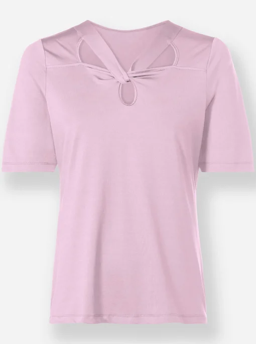 Kurzarmshirt mit Cut-outs am Ausschnitt