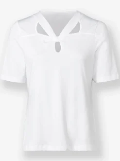Kurzarmshirt mit Cut-outs am Ausschnitt