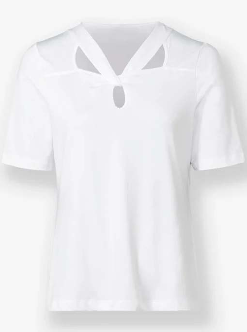 Kurzarmshirt mit Cut-outs am Ausschnitt