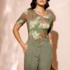 Kurzarmshirt mit Ginkgo-Motiv