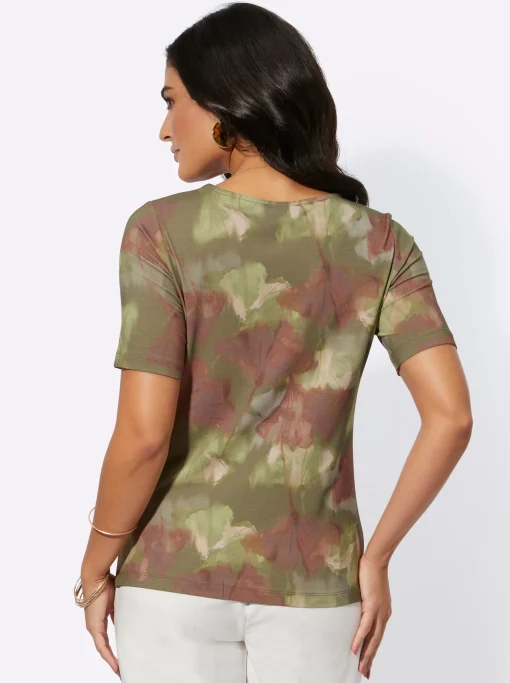 Kurzarmshirt mit Ginkgo-Motiv
