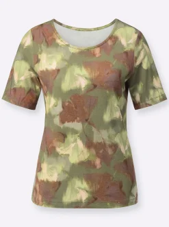 Kurzarmshirt mit Ginkgo-Motiv