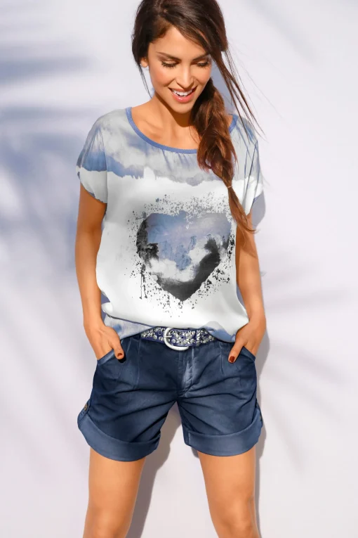 Kurzarmshirt mit Herz-Motiv