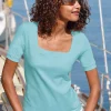 Kurzarmshirt mit Karree-Ausschnitt