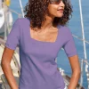 Kurzarmshirt mit Karree-Ausschnitt