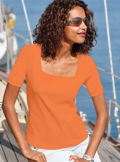 Kurzarmshirt mit Karree-Ausschnitt