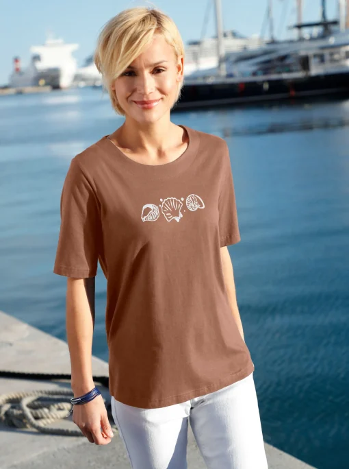 Kurzarmshirt mit Muschel-Druck