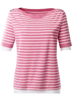 Kurzarmshirt mit silberfarbigen Metallknöpfen
