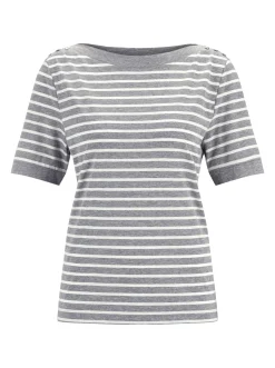 Kurzarmshirt mit silberfarbigen Metallknöpfen