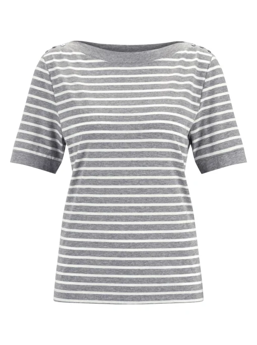 Kurzarmshirt mit silberfarbigen Metallknöpfen